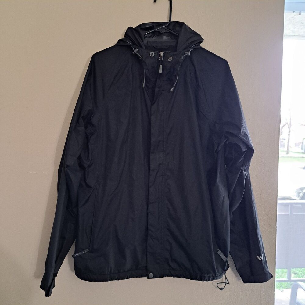 White Sierra Windbreaker Jacket Women L Black Hooded Full Zip Long Sleeve